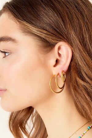 Ohrringe mit Muster groß Gold Edelstahl h5 Bild3